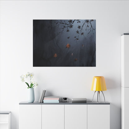 Autumn Cherry Blossom Charcoal Ink Canvas Art | Atmospheric Decor