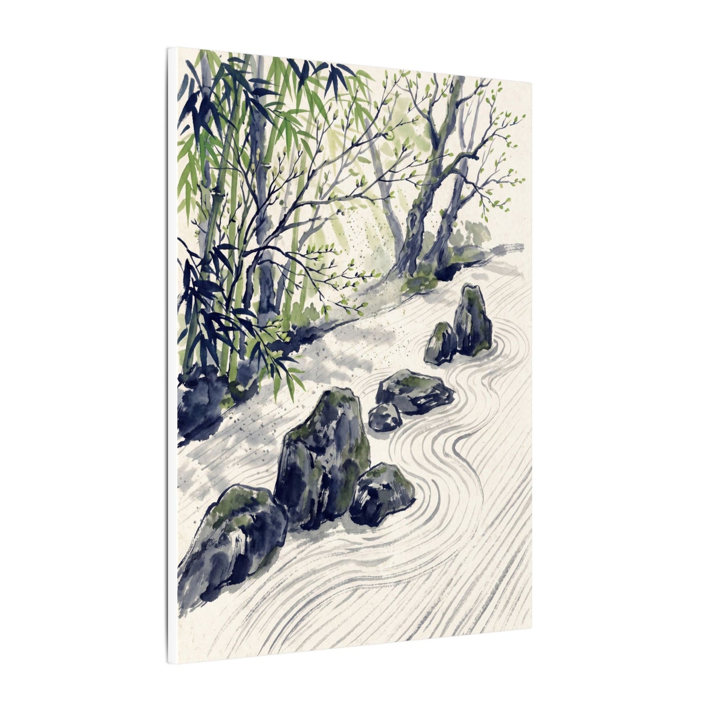 Dappled Rock Garden Canvas Art - Zen Mono No Aware