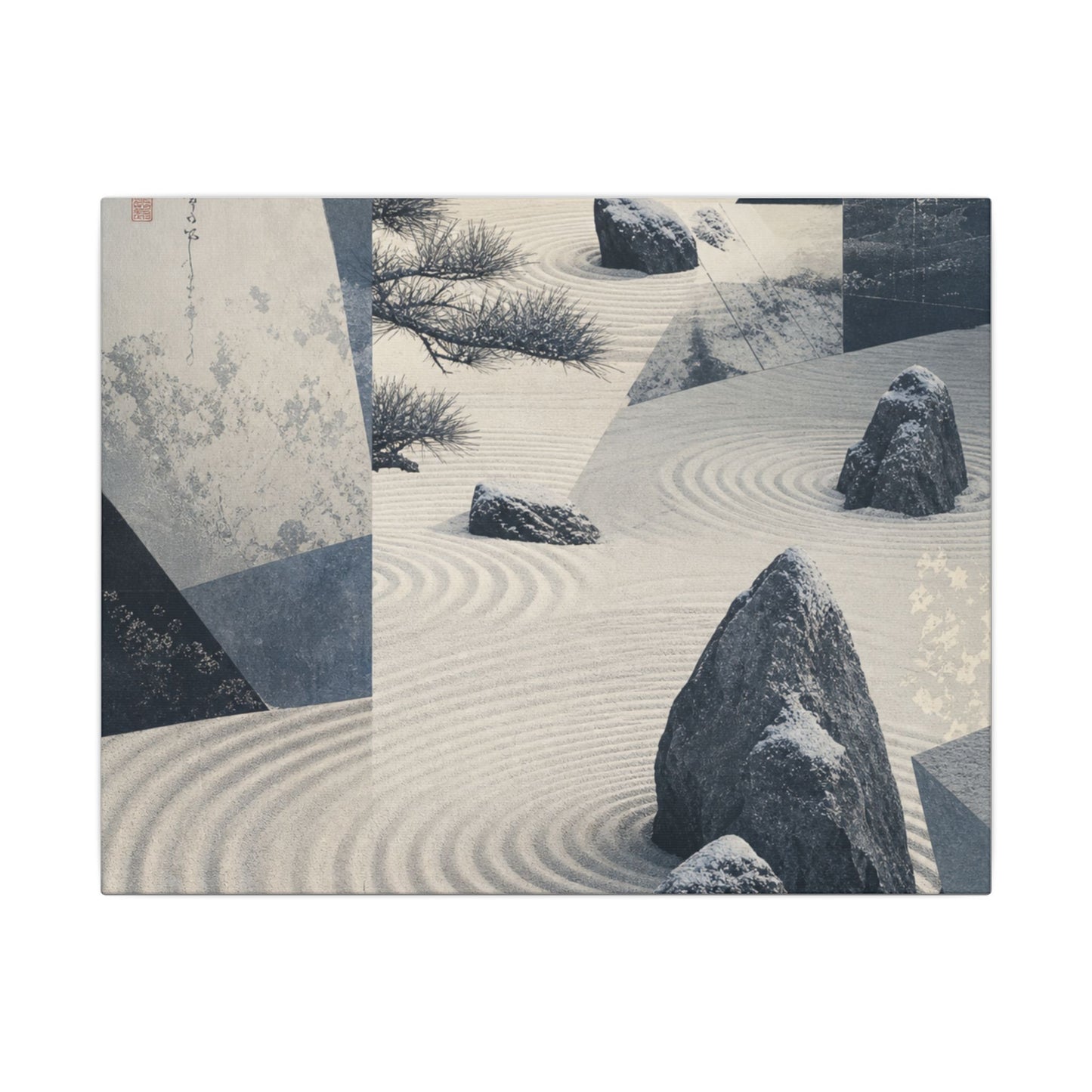 Seijaku Rock Garden Canvas Art - Zen Ukiyo E Inspired