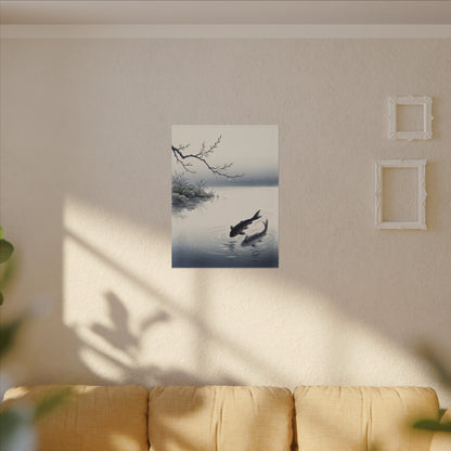Ma Koi Pond Canvas Art - Zen Ukiyo E Inspired