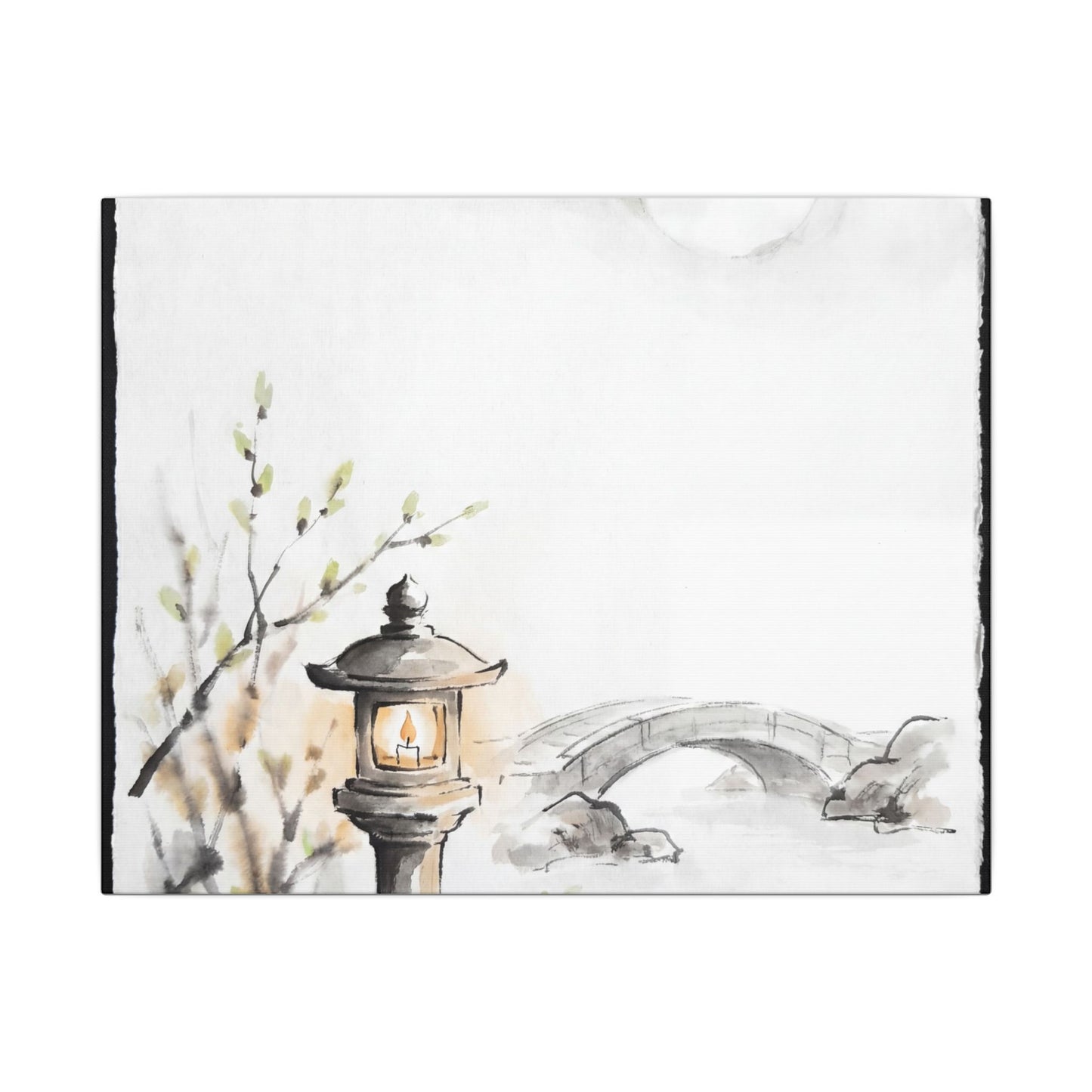 Moonlit Garden Spring Canvas Art | Zen Contemplative Design Art Print