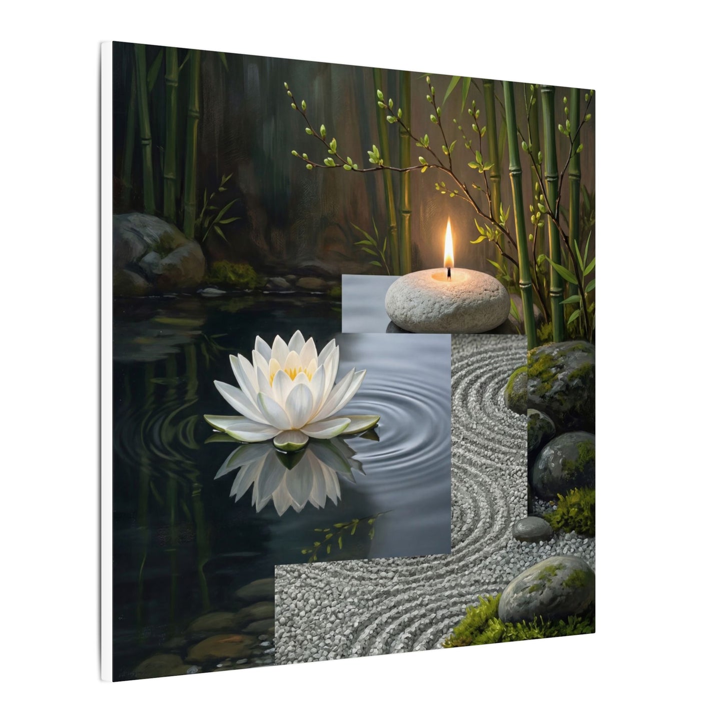 Candlelight Lotus Flower Canvas Art - Zen Kanso