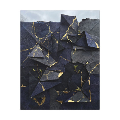 Beautiful Paper Fold Canvas Art - Crackle Gold Kintsugi