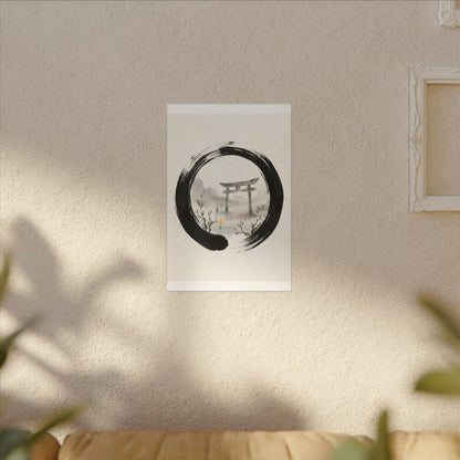 Spring Torii Gate Enso Canvas Art | Tranquil Decor