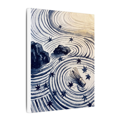 Zen Rock Garden in Golden Hour | Sumi E Canvas Art