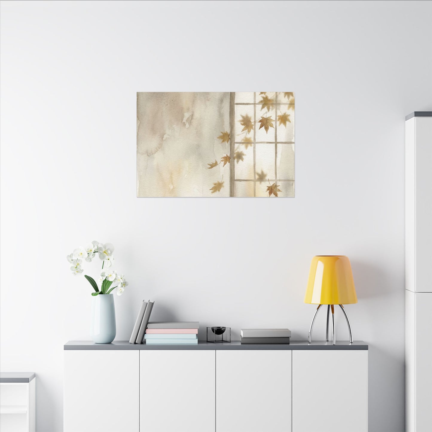 Warm Shoji Screen Canvas Art - Watercolor Japandi