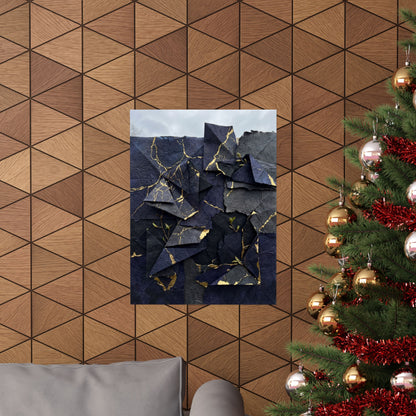 Paper Fold Crackle Gold Wall Art Print | Philosophical Kintsugi Art