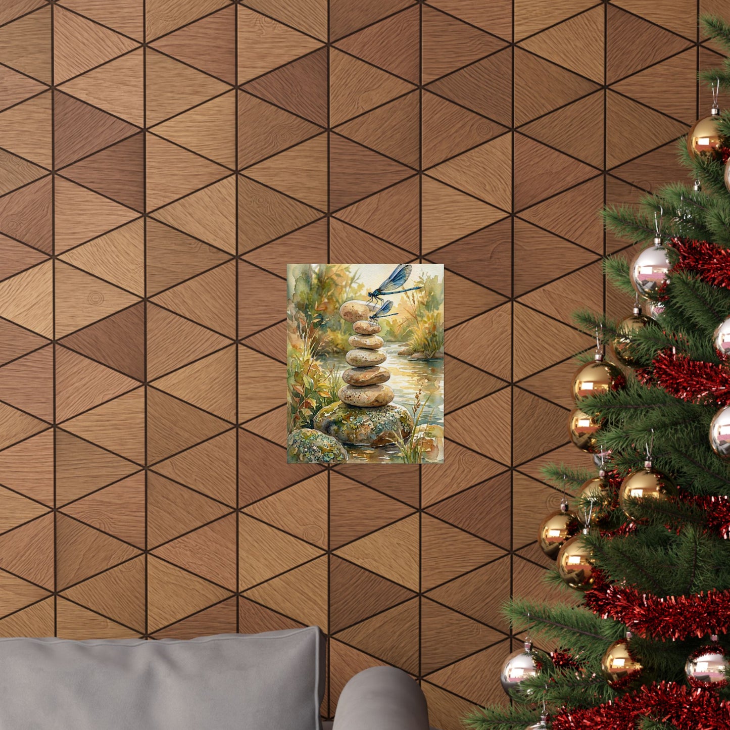 River Stones Summer Wall Art Print | Japandi Cozy Design