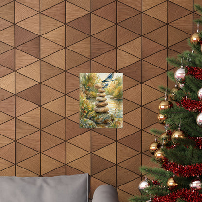 River Stones Summer Wall Art Print | Japandi Cozy Design
