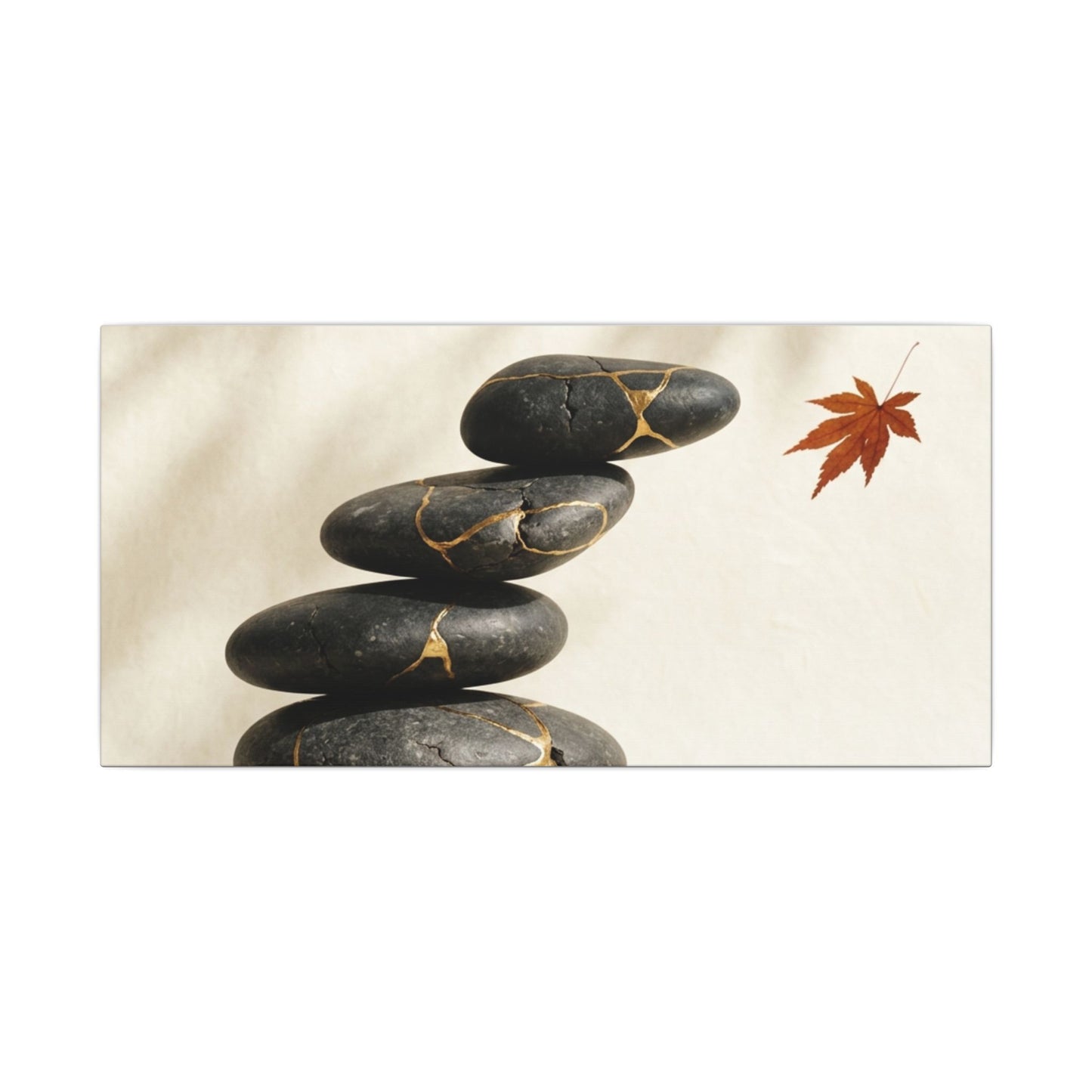 Kintsugi River Stones in Dappled | Crackle Gold Canvas Art
