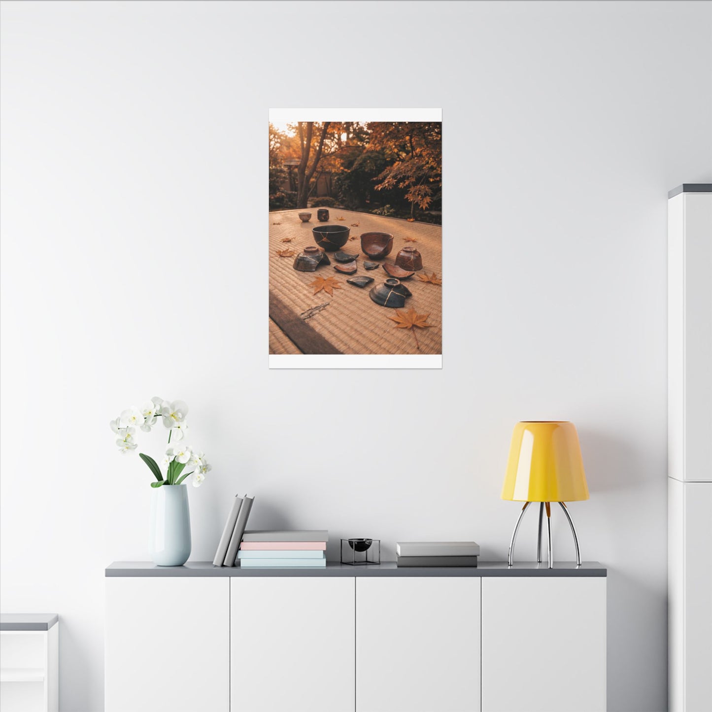 Golden Hour Tea Ceremony Canvas Art - Kintsugi Shibui