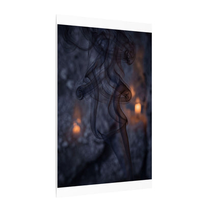 Incense Smoke Winter Canvas Art | Dark Japandi Sophisticated Design