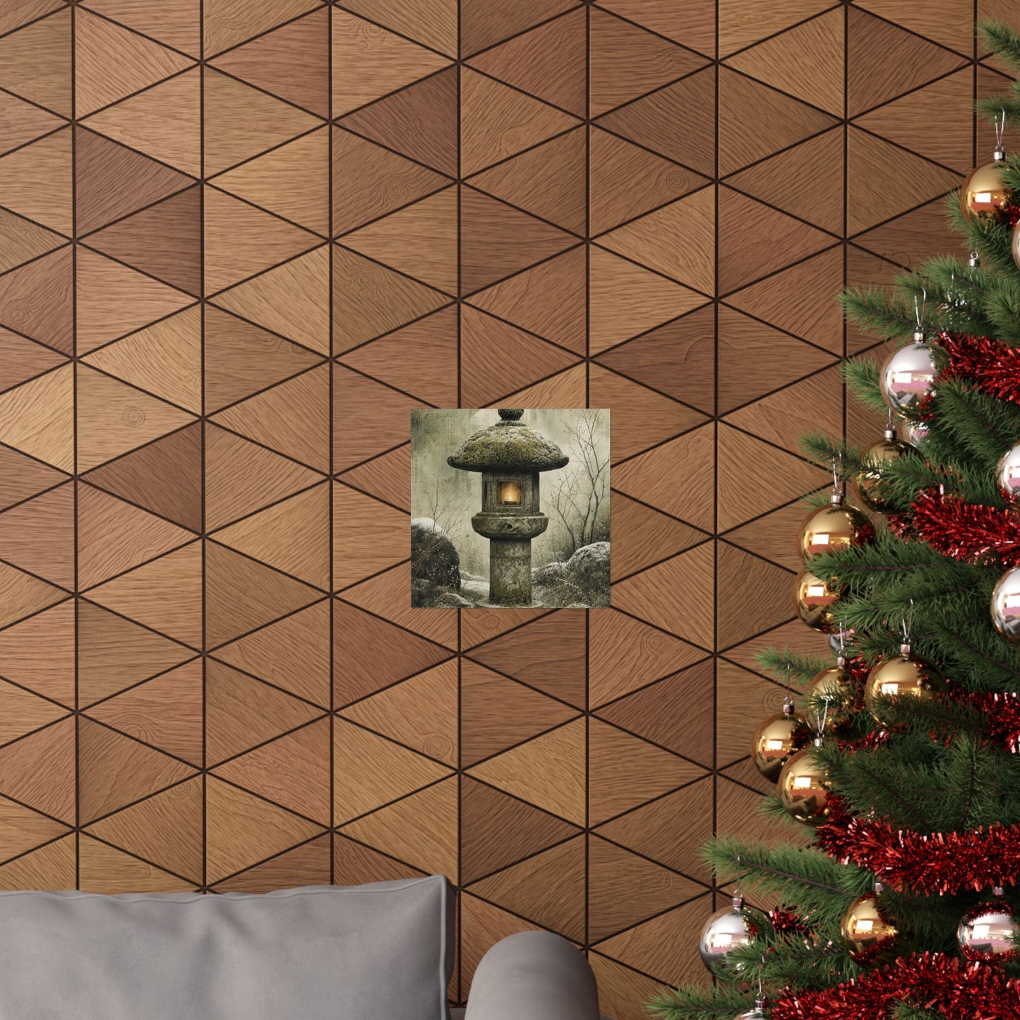 Cozy Stone Lantern Wall Art Print - Texture Japandi