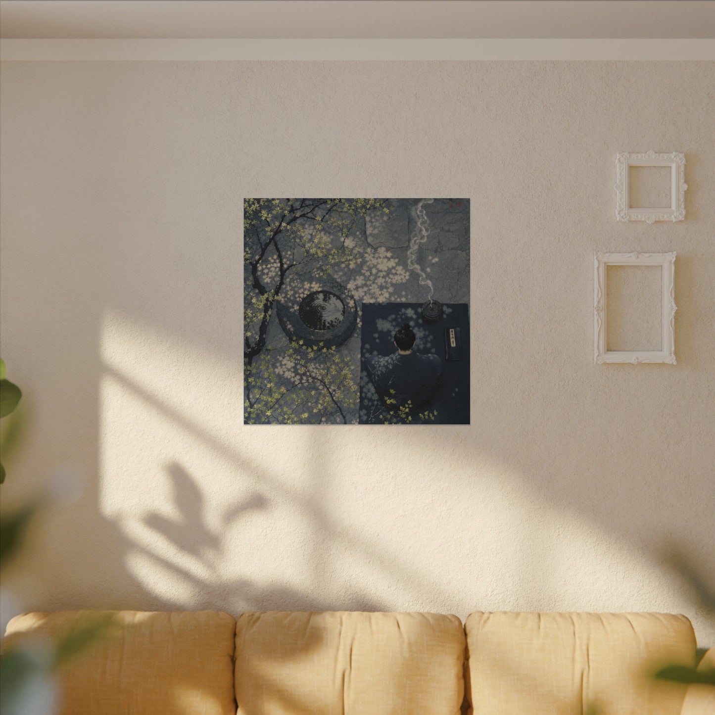 Spring Incense Smoke Ukiyo E Inspired Canvas Art | Tranquil Decor