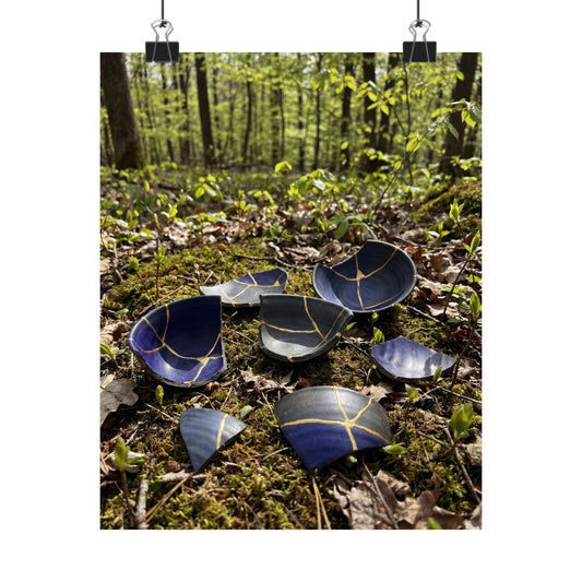 Broken Pottery Spring Wall Art Print | Kintsugi Philosophical Design