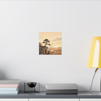 Pine Tree Autumn Canvas Art | Japandi Warm Design
