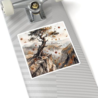 Cozy Pine Tree Sticker - Watercolor Japandi