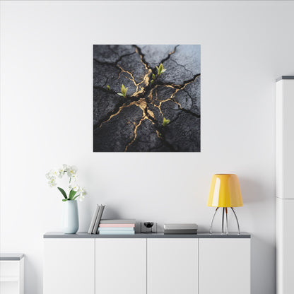 Ma Cracked Earth Canvas Art - Dark Japandi Charcoal Ink