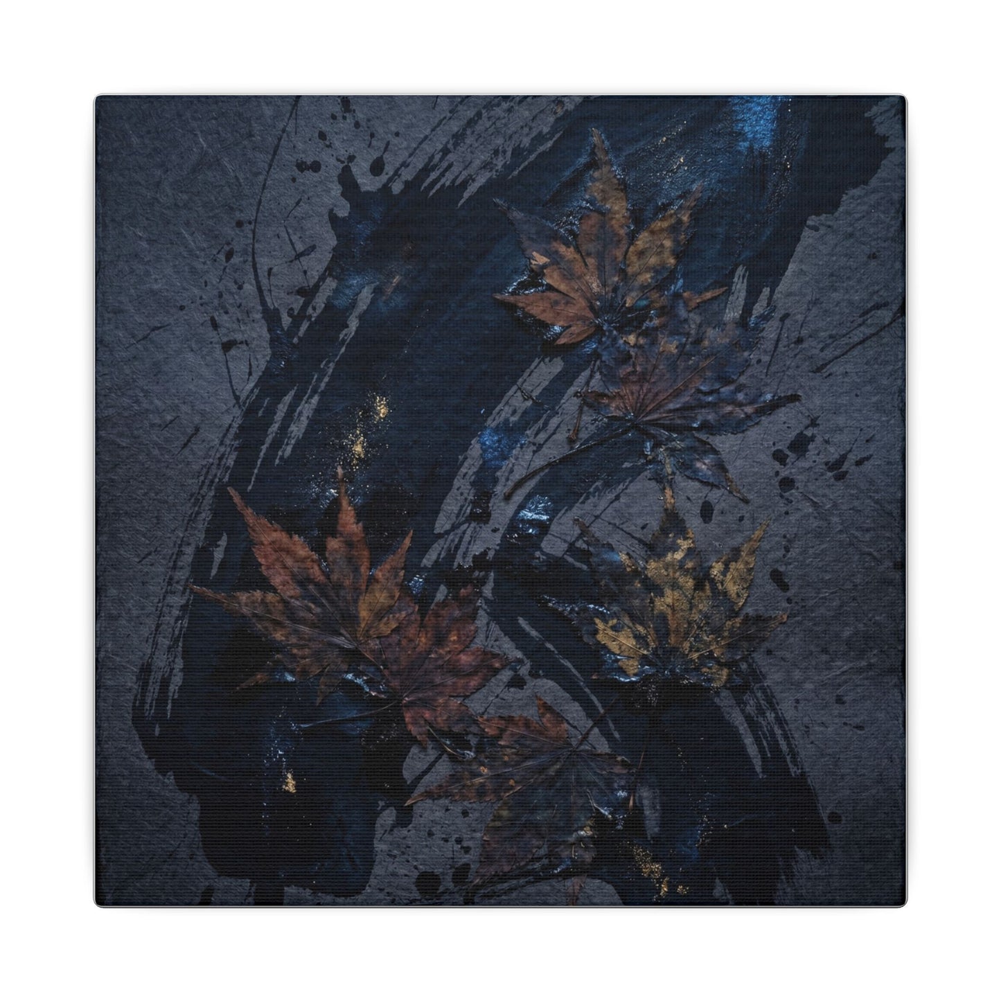 Sophisticated Ink Brushstroke Canvas Art - Dark Texture Dark Japandi