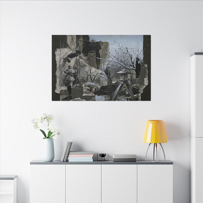 Winter Moonlit Garden Dark Texture Canvas Art | Moody Decor