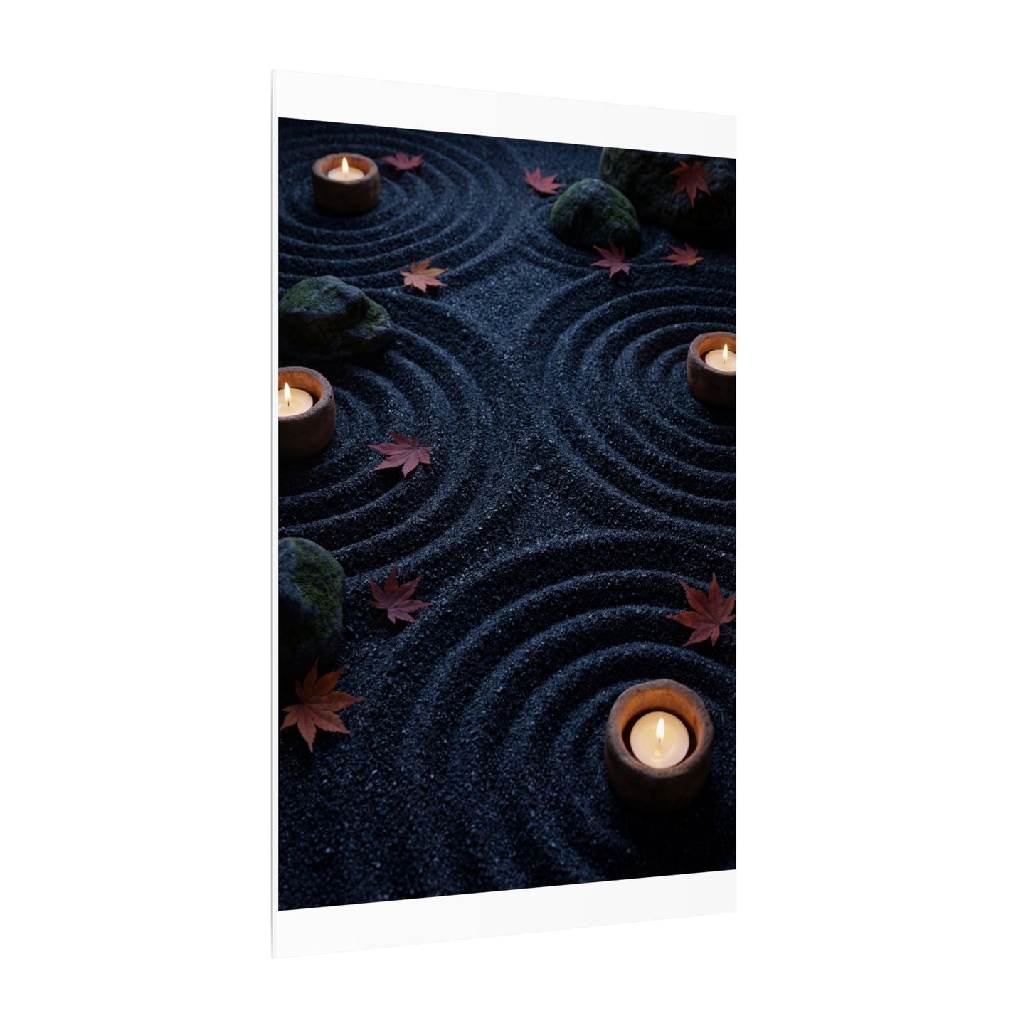 Seijaku Rock Garden Canvas Art - Dark Japandi Dark Texture