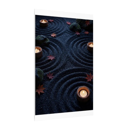 Seijaku Rock Garden Canvas Art - Dark Japandi Dark Texture