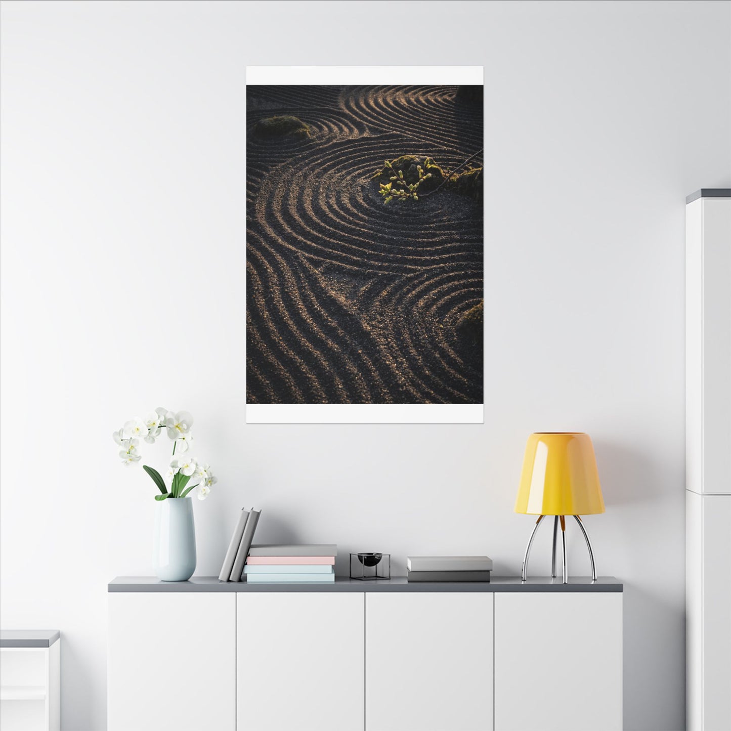 Spring Rock Garden Shadow Zen Canvas Art | Atmospheric Decor