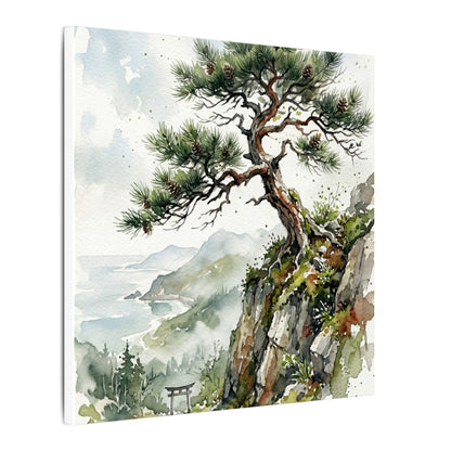 Pine Tree Spring Canvas Art | Japandi Neutral Design