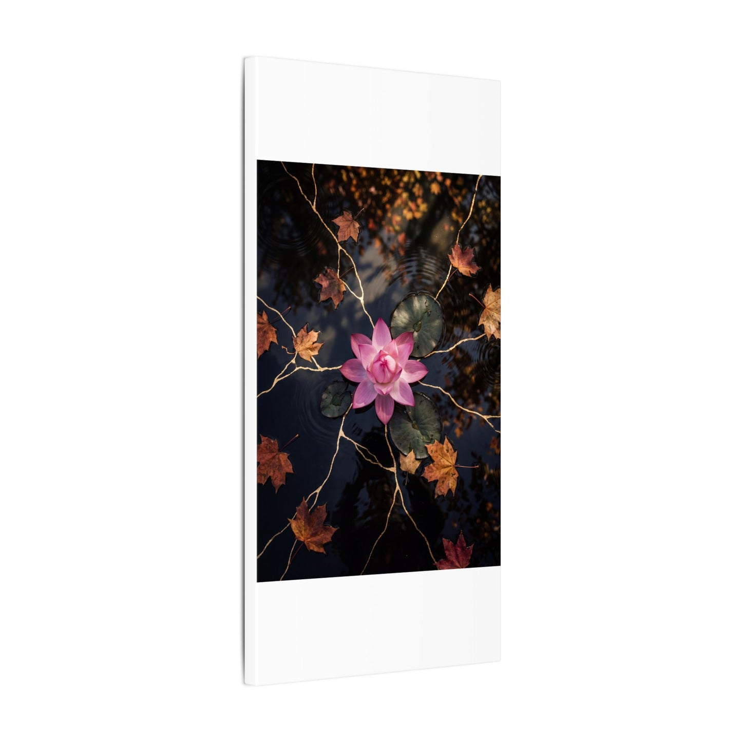 Ma Lotus Flower Canvas Art - Kintsugi Gold Vein