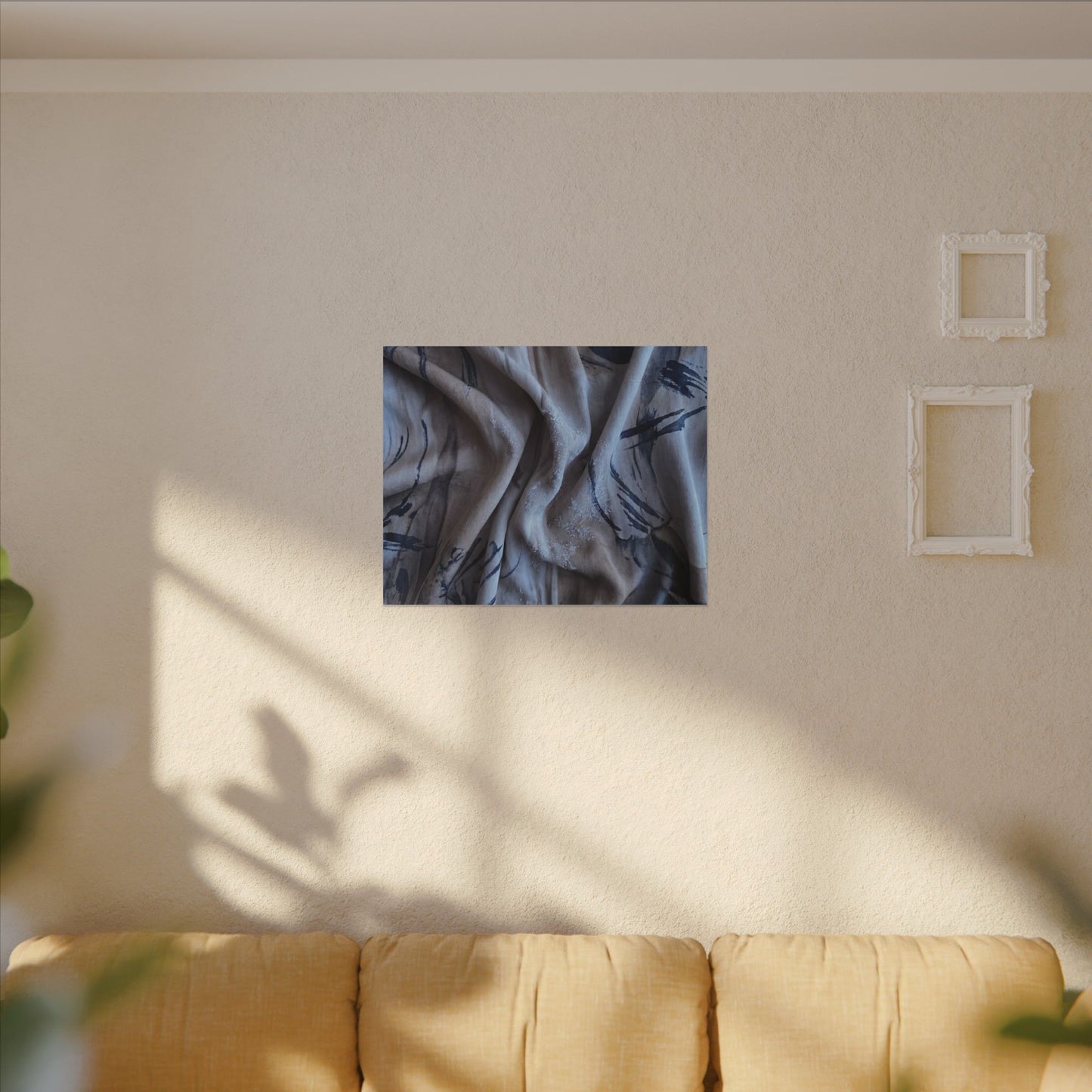 Silk Drape Winter Canvas Art | Japandi Earthy Design