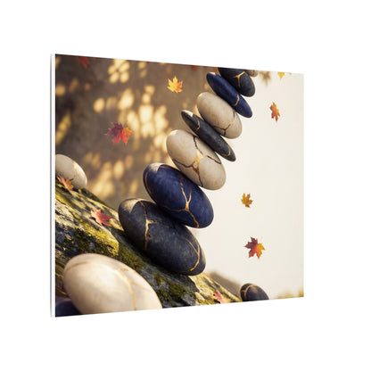 Ma River Stones Canvas Art - Kintsugi Gold Vein
