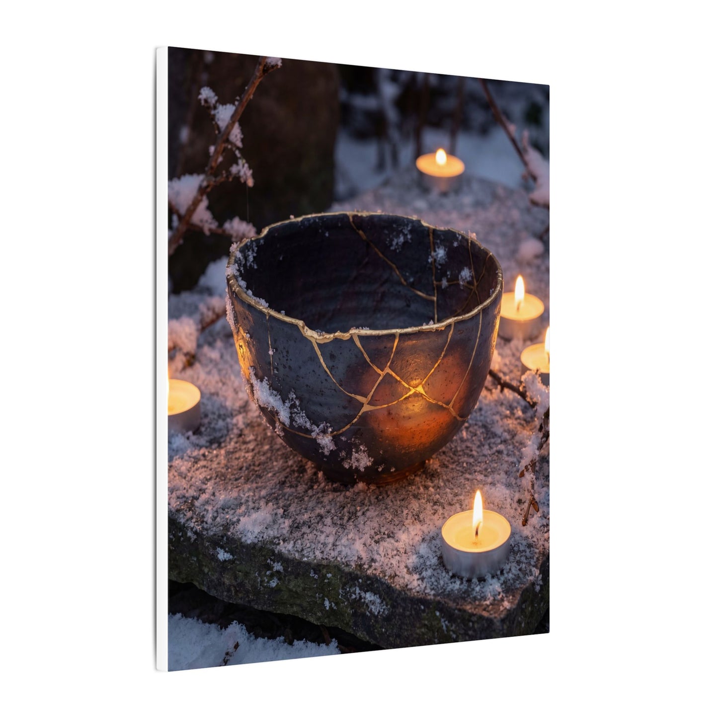Ceramic Bowl Gold Repair Canvas Art | Beautiful Kintsugi Art