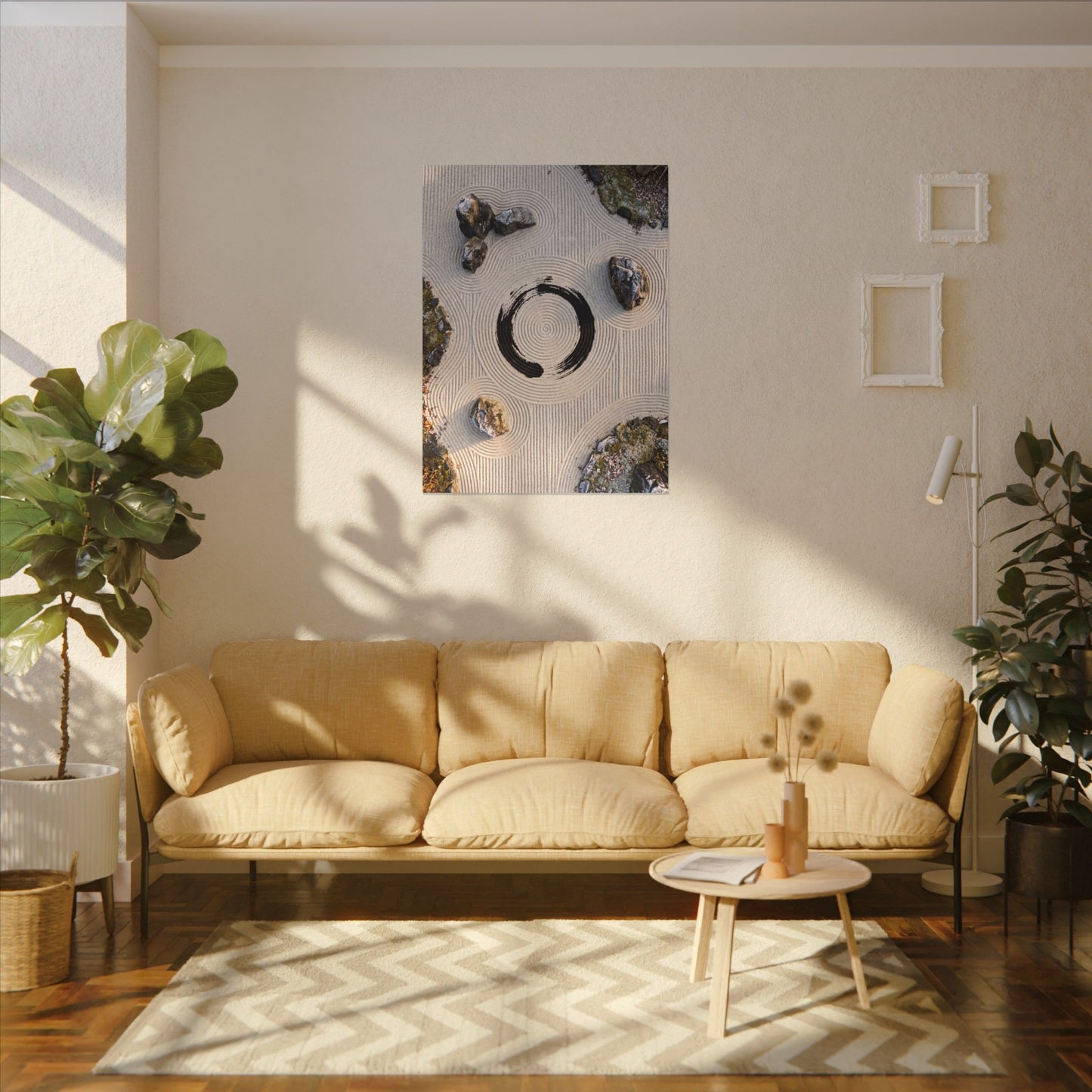 Rock Garden Canvas Art | Winter Zen Enso Art
