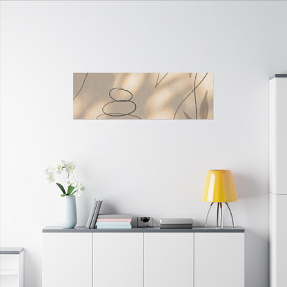 River Stones Minimal Line Canvas Art | Earthy Japandi Art