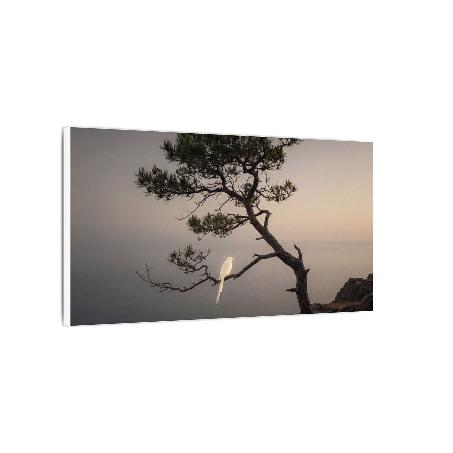 Dawn Pine Tree Canvas Art - Dark Japandi Datsuzoku