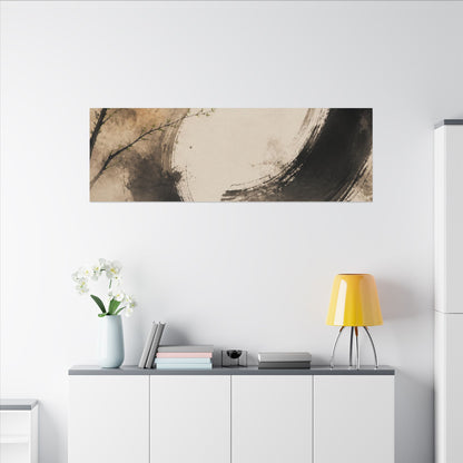 Japandi Ink Brushstroke in Golden Hour | Watercolor Canvas Art