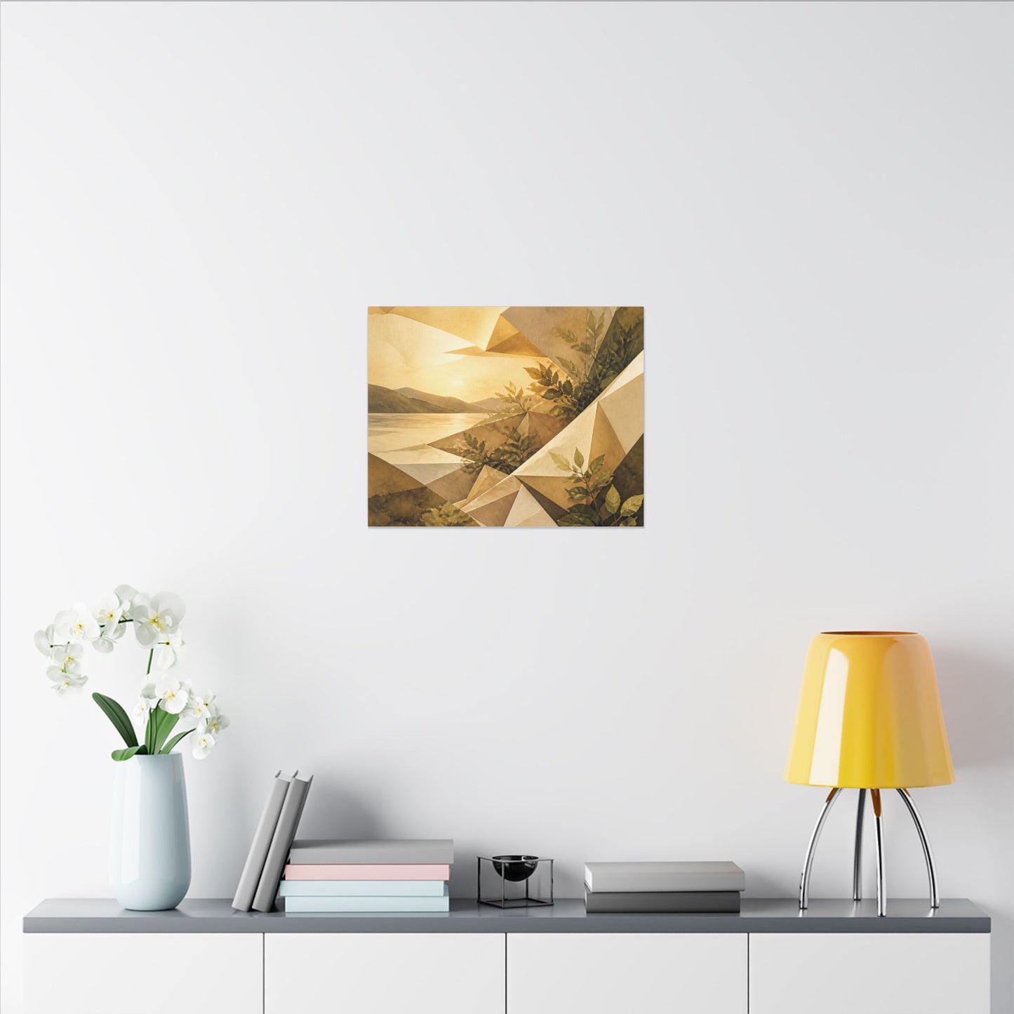 Golden Hour Paper Fold Canvas Art - Japandi Ma