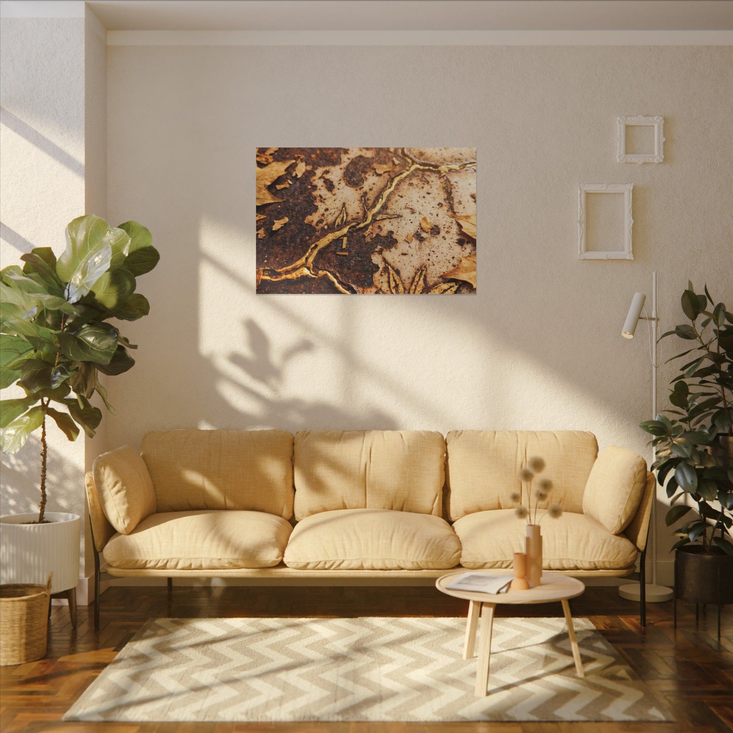 Kintsugi Rust Patina in Golden Hour | Gold Vein Canvas Art