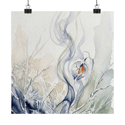 Incense Smoke Watercolor Wall Art Print | Elegant Japandi Art Art Print