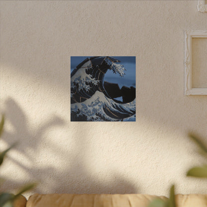 Ocean Wave Canvas Art | Winter Kintsugi Gold Repair Art