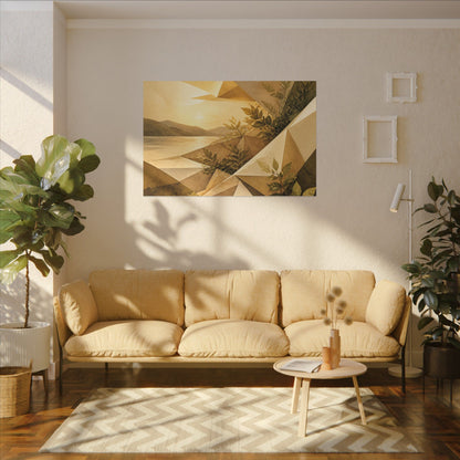 Golden Hour Paper Fold Canvas Art - Japandi Ma