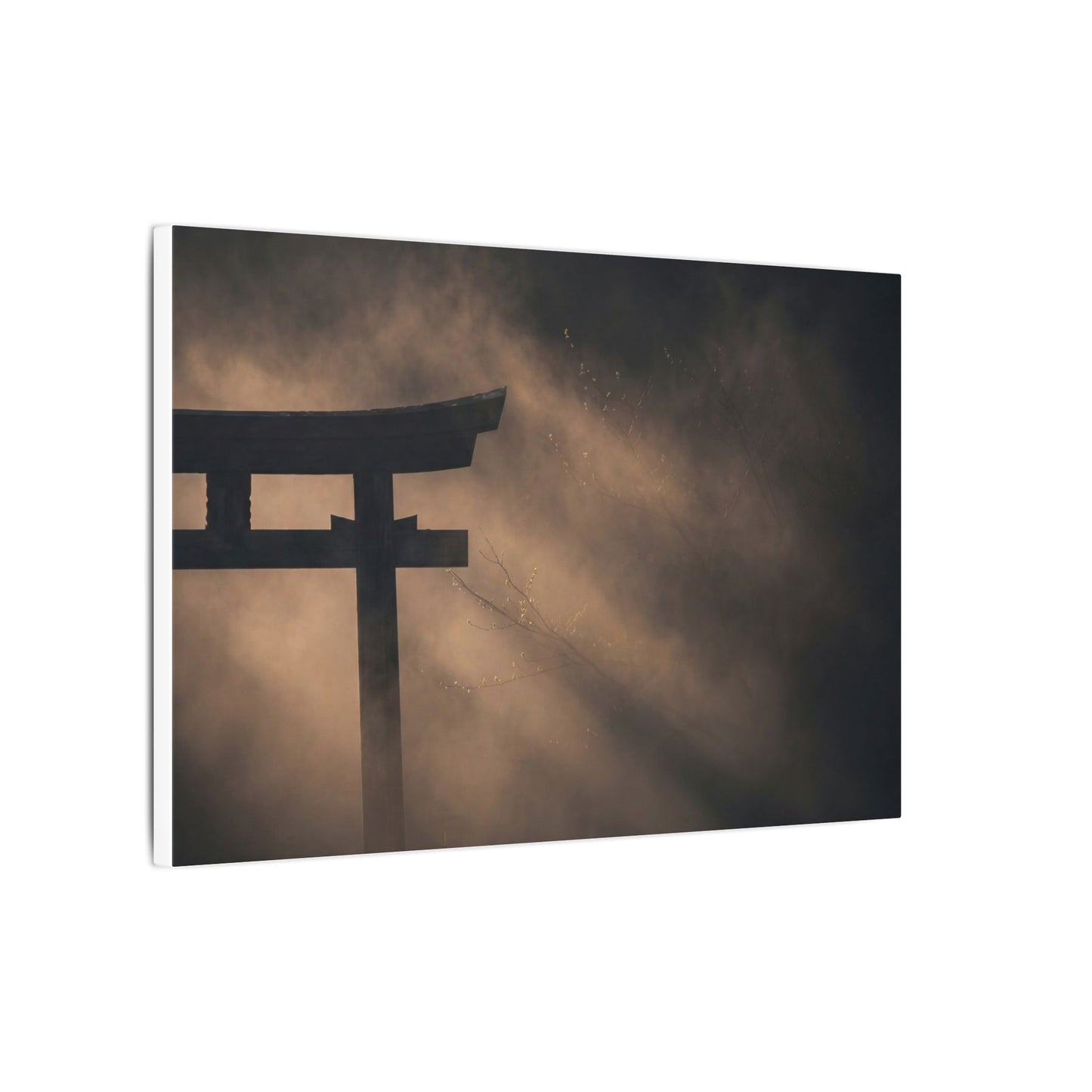 Torii Gate Shadow Zen Canvas Art | Bold Dark Japandi Art
