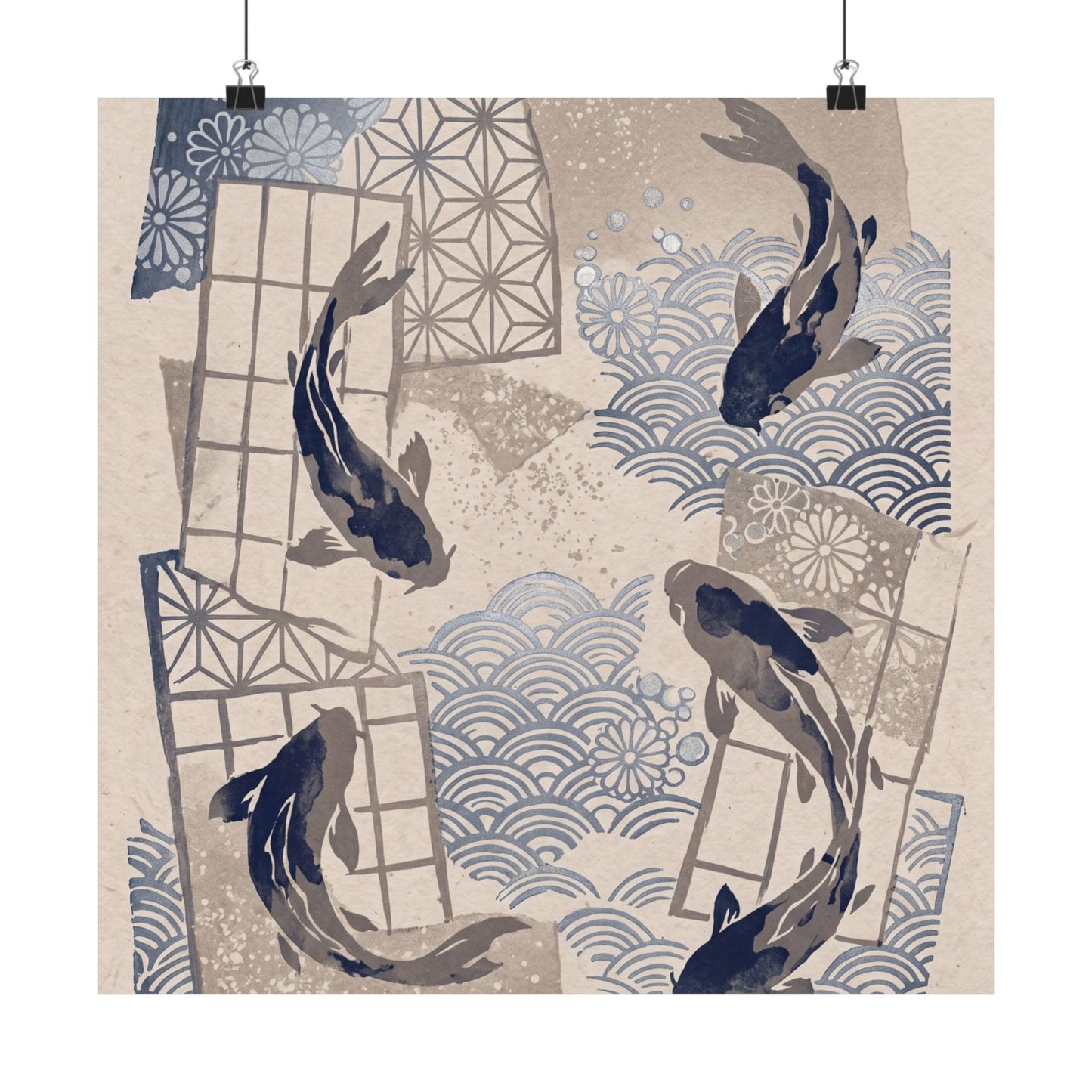 Seijaku Koi Pond Wall Art Print - Japandi Japanese Pattern