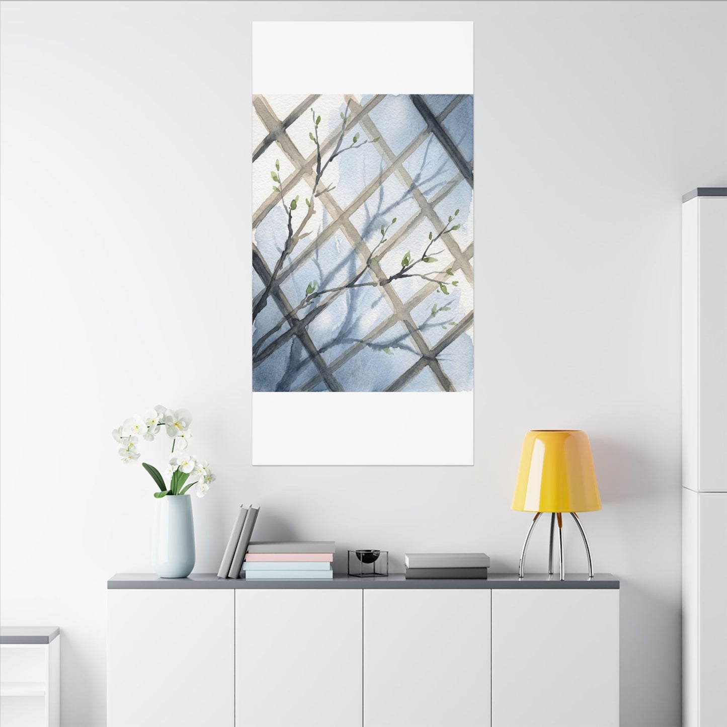 Shoji Screen Canvas Art | Spring Japandi Watercolor Art