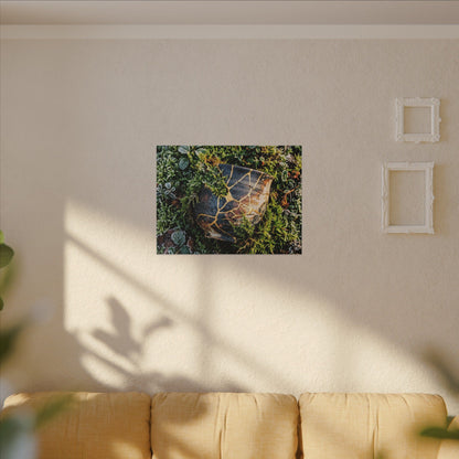 Artful Moss Close Up Canvas Art - Gold Repair Kintsugi