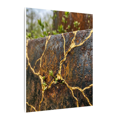 Mono No Aware Rust Patina Canvas Art - Kintsugi Gold Repair