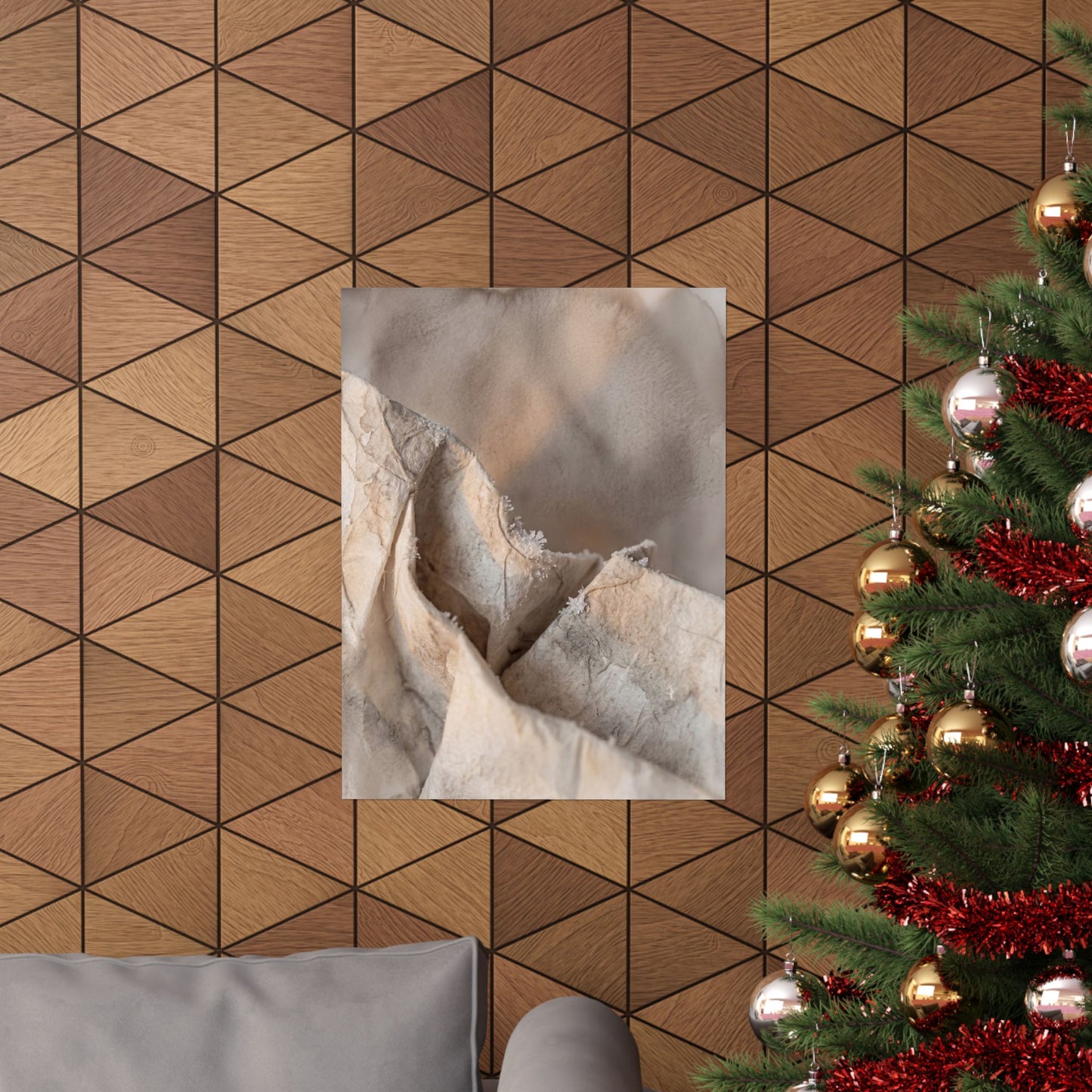 Winter Paper Fold Watercolor Wall Art Print | Elegant Decor