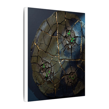 Dark Japandi Cracked Earth in Moonlight | Moody Minimal Canvas Art
