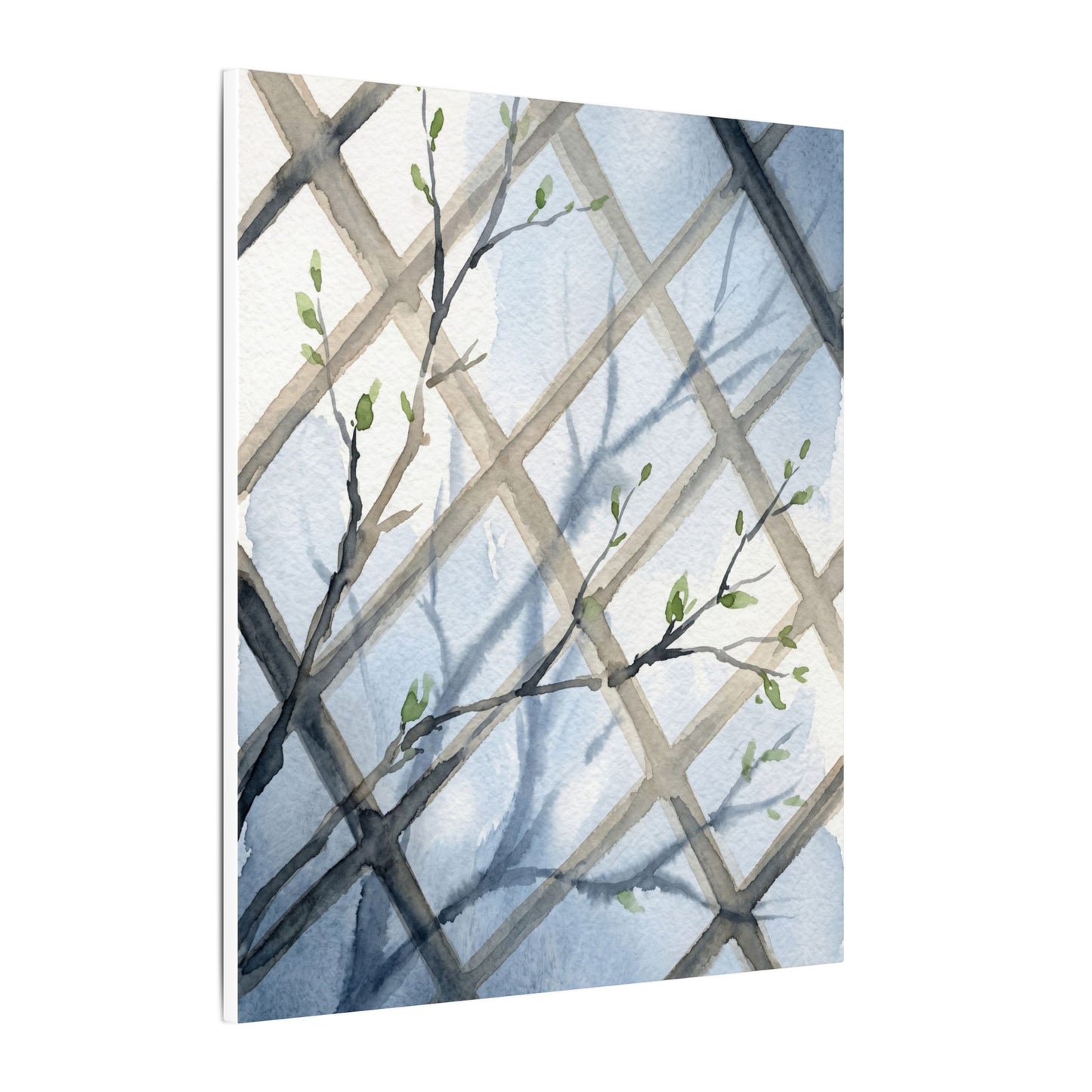 Shoji Screen Canvas Art | Spring Japandi Watercolor Art