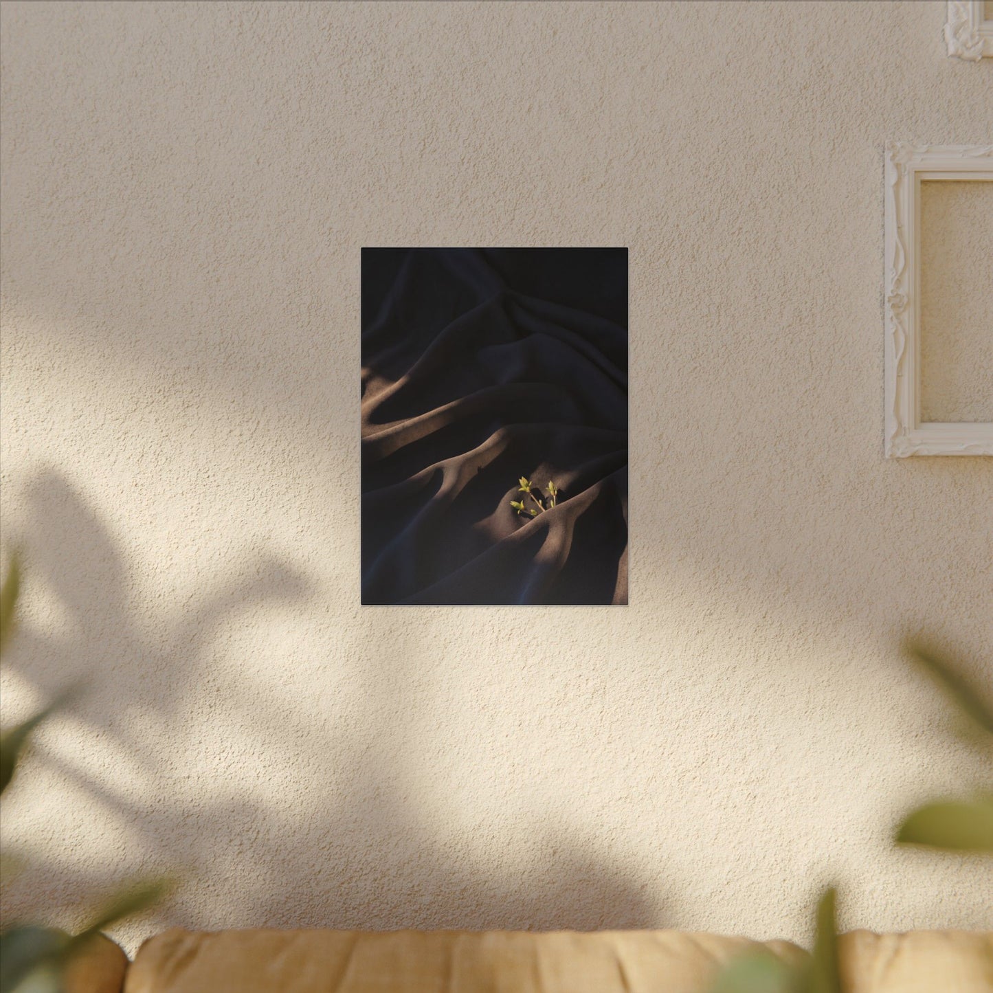 Silk Drape Shadow Zen Canvas Art | Luxurious Dark Japandi Art